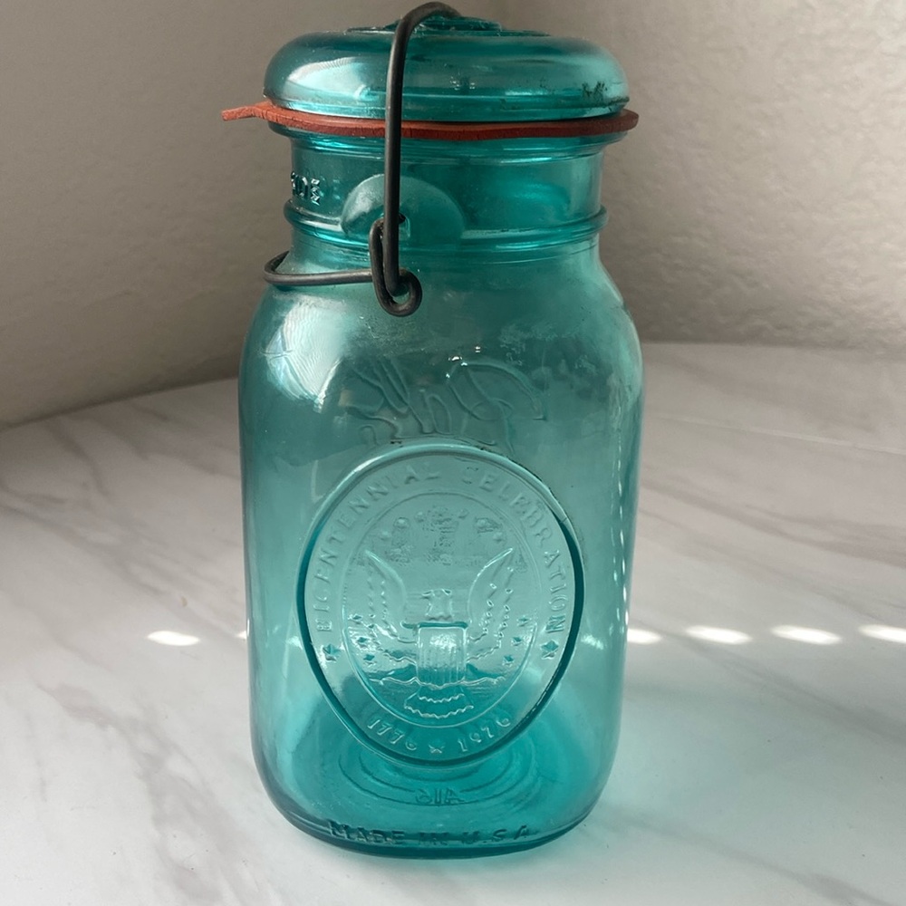Vintage Ball Ideal Blue Mason Bicentennial Quart Jar